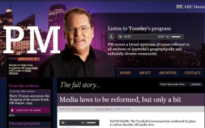 Peter Cox interviewed on PM about Media changes